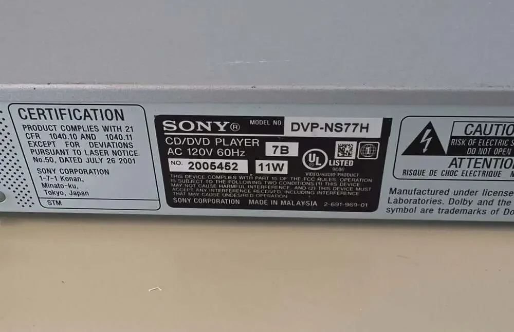 Sony dvp ns71h